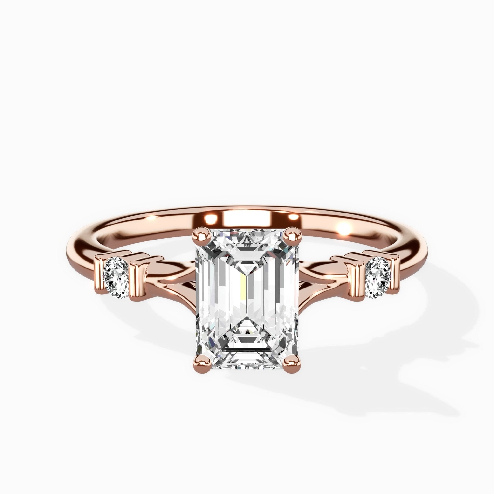 Angled Bypass Pave Solitaire Ring Engagement Ring - The Better Diamonds