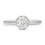 Art Deco Solitaire Round Engagement Ring in White Gold