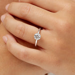 Art Deco Solitaire Round Engagement Ring in White Gold