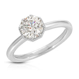 Art Deco Solitaire Round Engagement Ring in White Gold