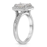 Art Deco Halo 1.77 ct Long Radiant Engagement Ring in White Gold - The Better Diamonds