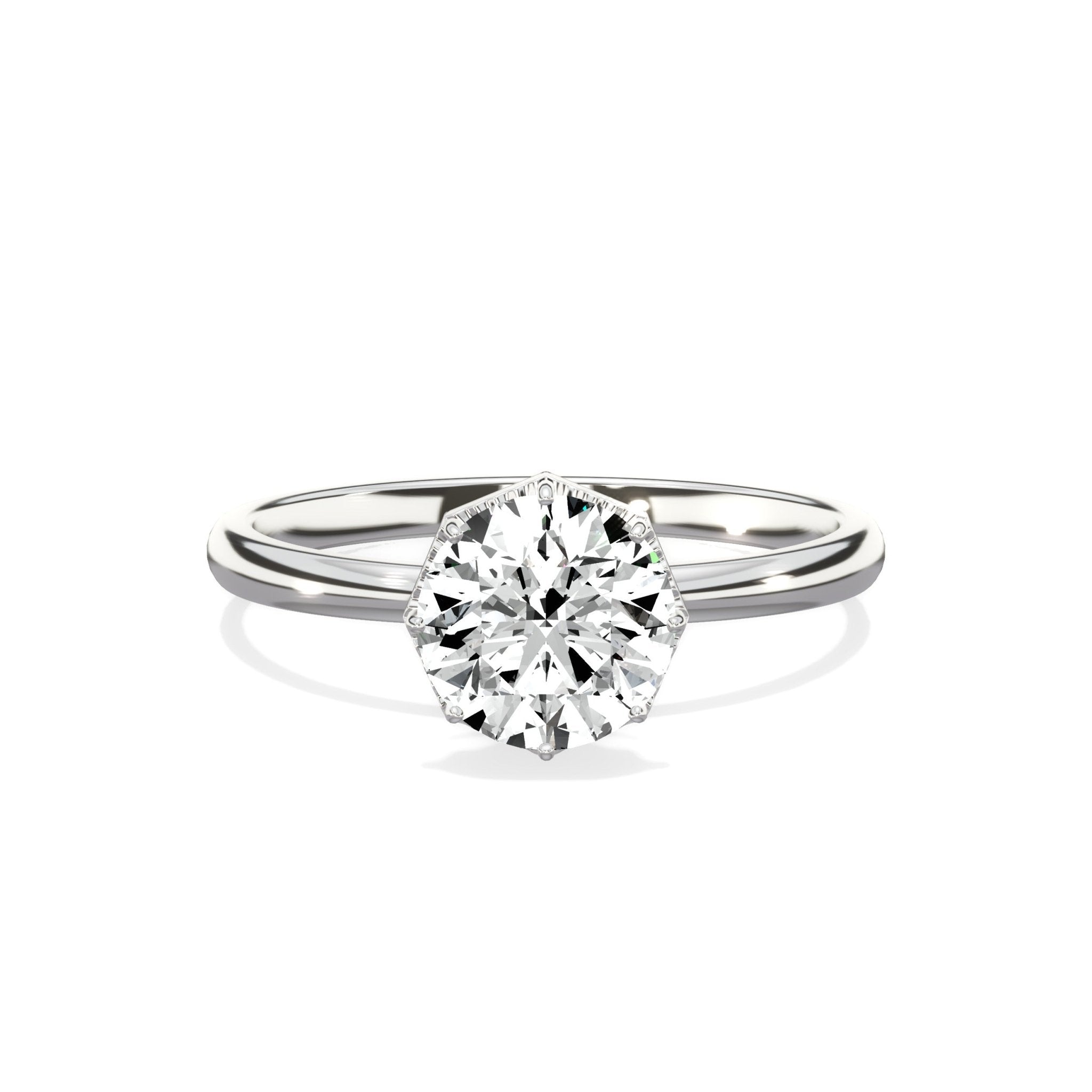 Art Deco Solitaire 2.03 ct Round Engagement Ring in White Gold - The Better Diamonds