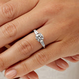 Baguette Three Stone 1.51 ct Round Engagement Ring in White Gold - The Better Diamonds