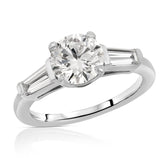 Baguette Three Stone 1.51 ct Round Engagement Ring in White Gold - The Better Diamonds