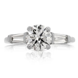 Baguette Three Stone 1.51 ct Round Engagement Ring in White Gold - The Better Diamonds