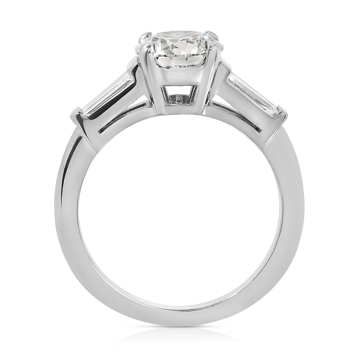 Baguette Three Stone 1.51 ct Round Engagement Ring in White Gold - The Better Diamonds