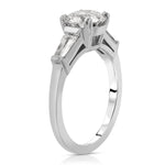 Baguette Three Stone 1.51 ct Round Engagement Ring in White Gold - The Better Diamonds