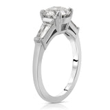 Baguette Three Stone 1.51 ct Round Engagement Ring in White Gold - The Better Diamonds