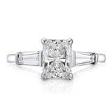 Baguette Three Stone 1.58 ct Radiant Engagement Ring in White Gold - The Better Diamonds