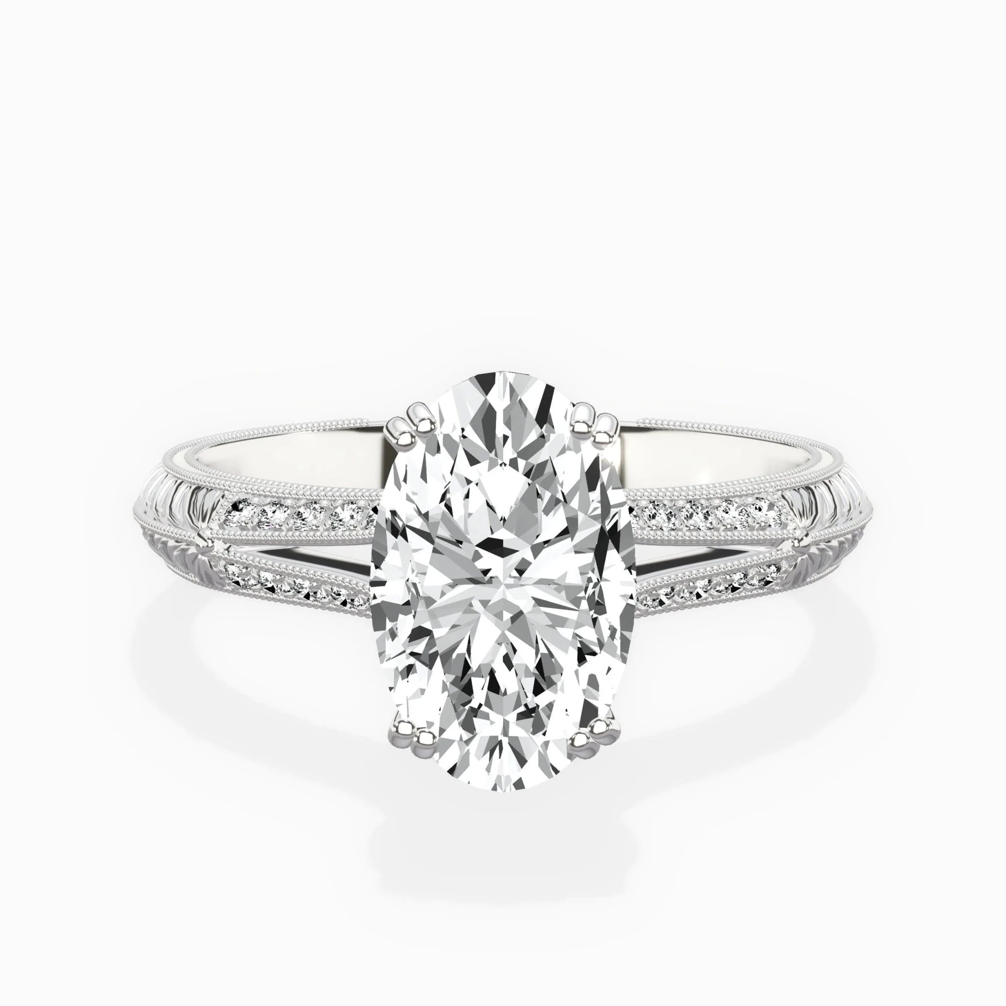 Bali Vintage Style 1.56 ct Oval Engagement Ring in White Gold - The Better Diamonds