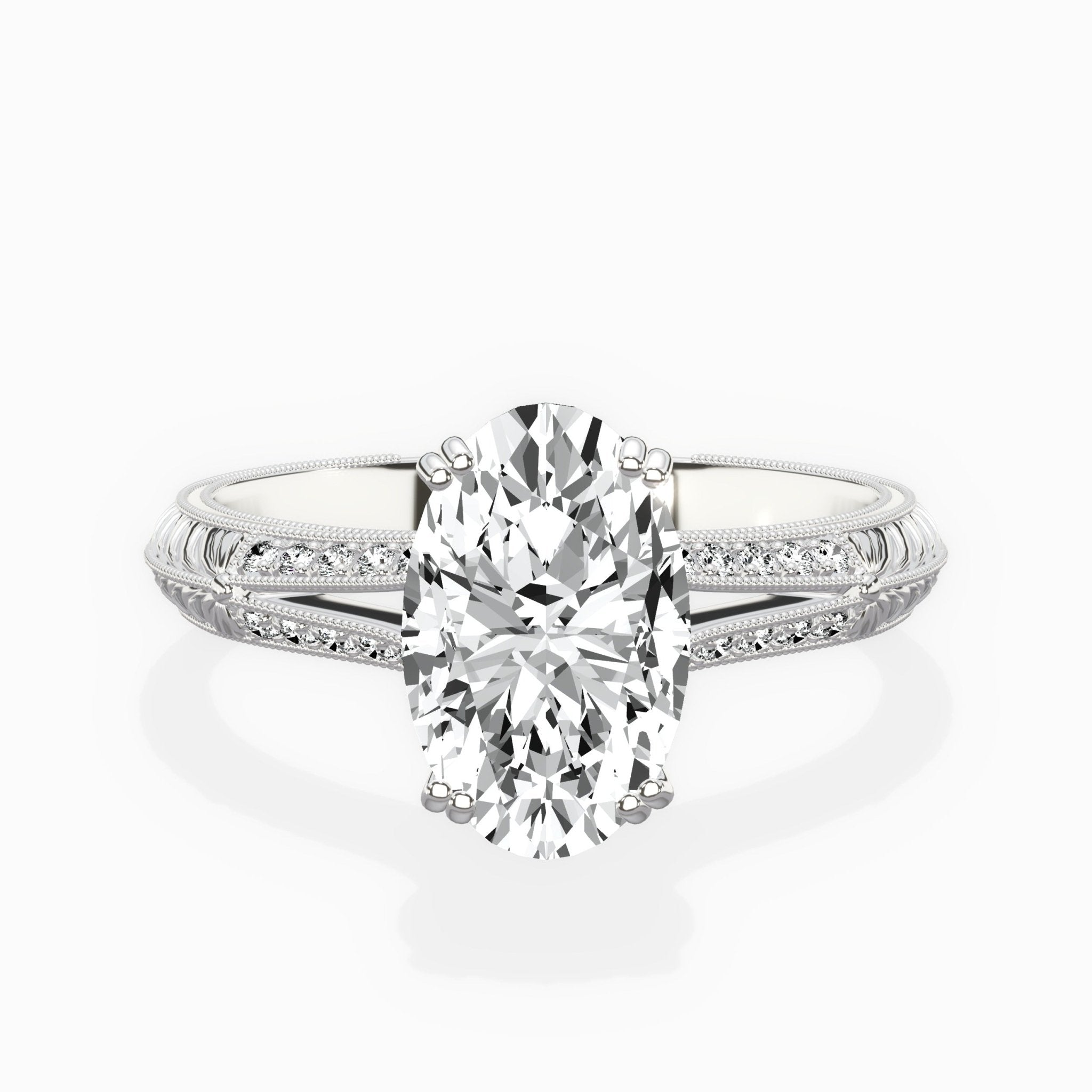 Bali Vintage Style 1.56 ct Oval Lab Grown Diamond Engagement Ring in 14K White Gold - The Better Diamonds