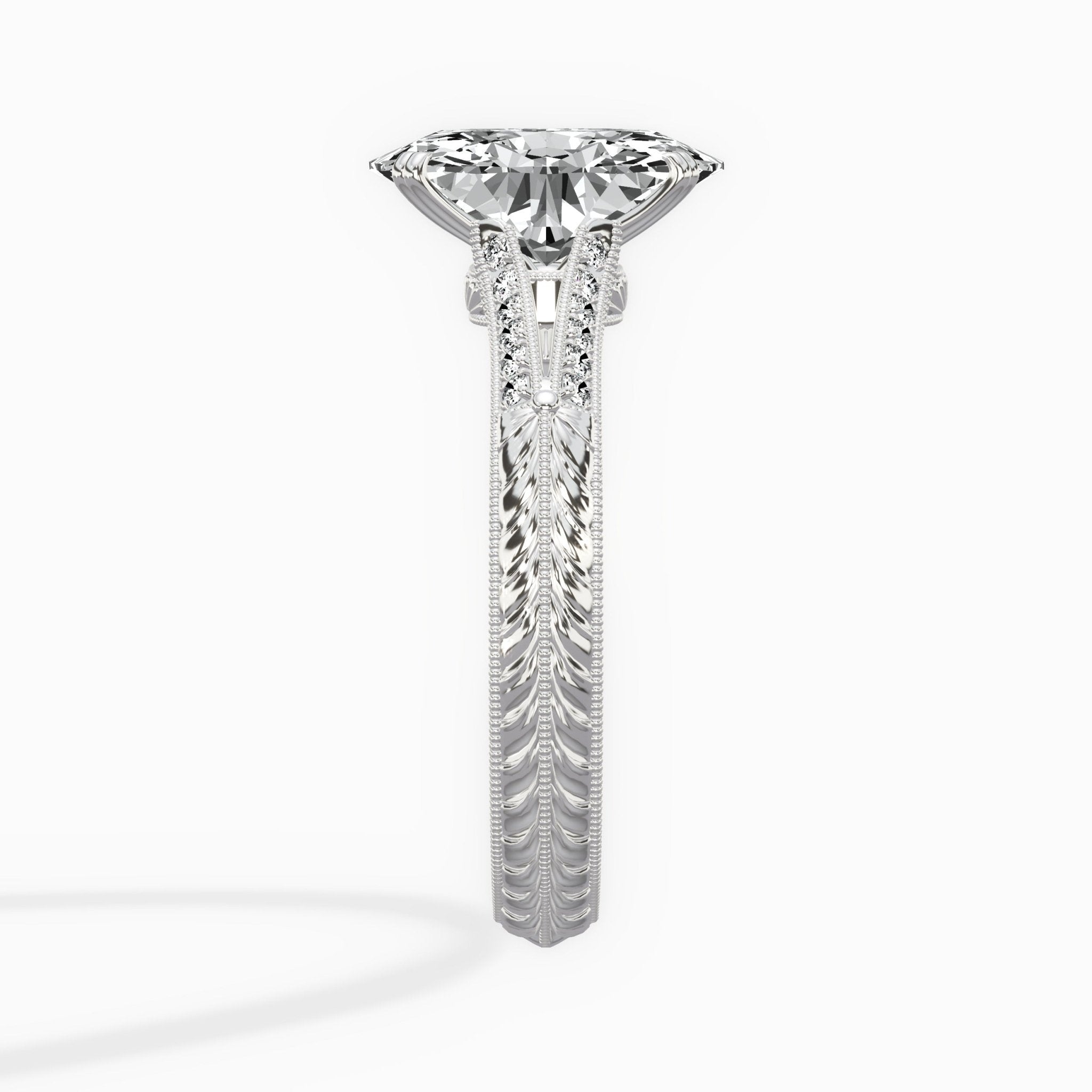 Bali Vintage Style 1.56 ct Oval Lab Grown Diamond Engagement Ring in 14K White Gold - The Better Diamonds
