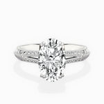 Bali Vintage Style 1.56 ct Oval Lab Grown Diamond Engagement Ring in 14K White Gold - The Better Diamonds