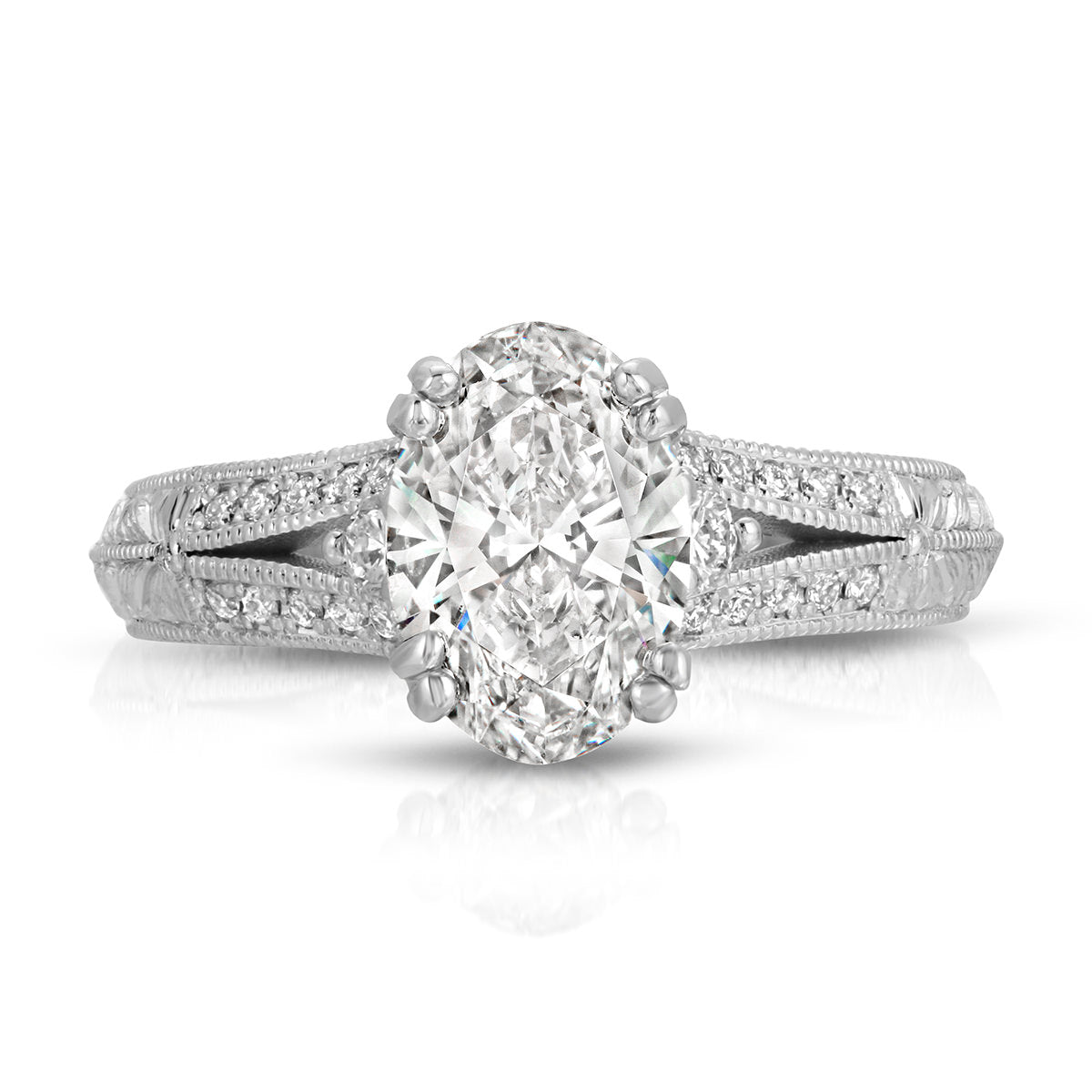 Bali Vintage Style Oval Engagement Ring in White Gold - The Better Diamonds