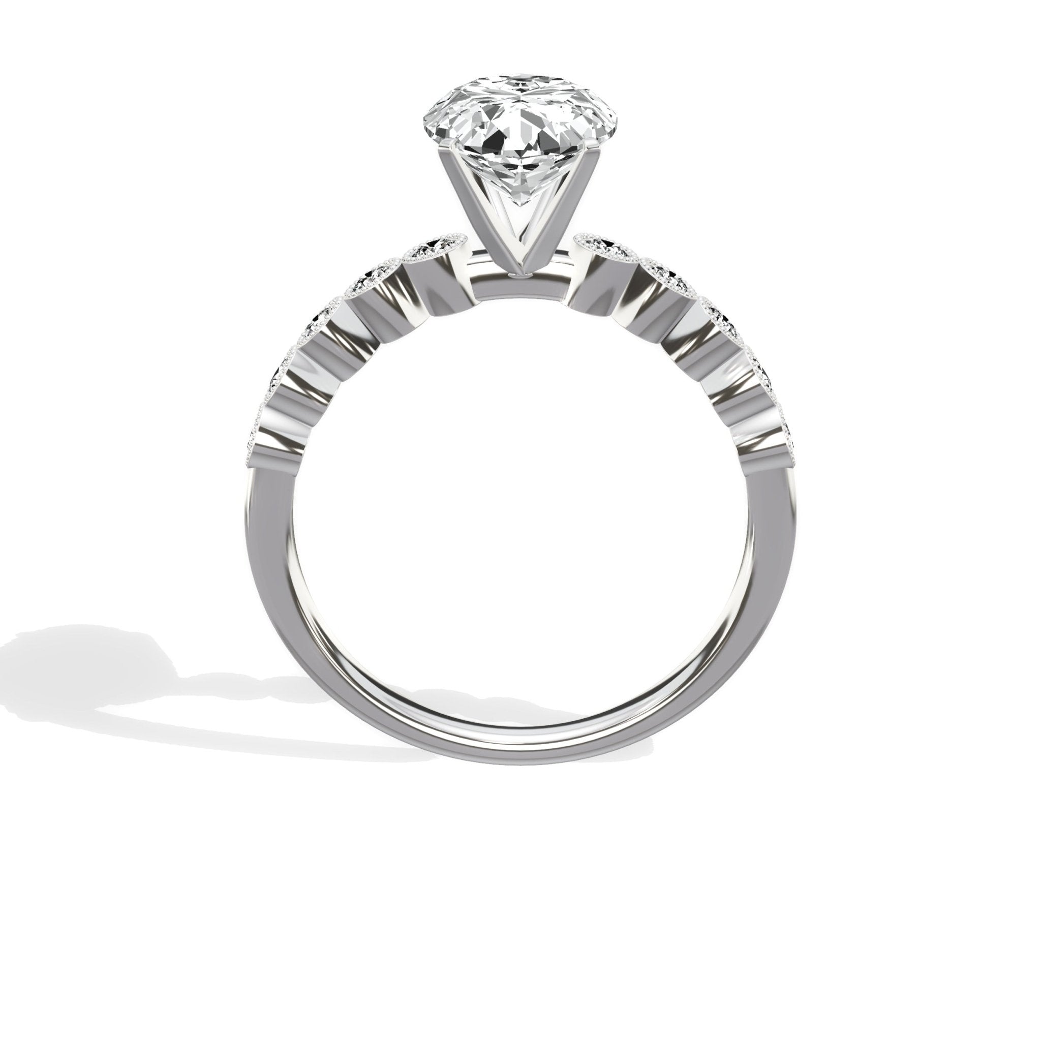Bezel Vintage Style 2.07 ct Oval Engagement Ring in White Gold - The Better Diamonds