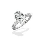 Bezel Vintage Style 2.07 ct Oval Engagement Ring in White Gold - The Better Diamonds