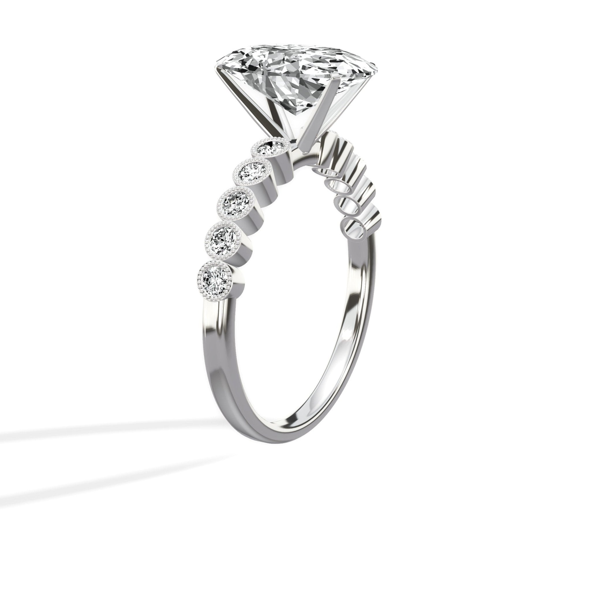 Bezel Vintage Style 2.07 ct Oval Engagement Ring in White Gold - The Better Diamonds
