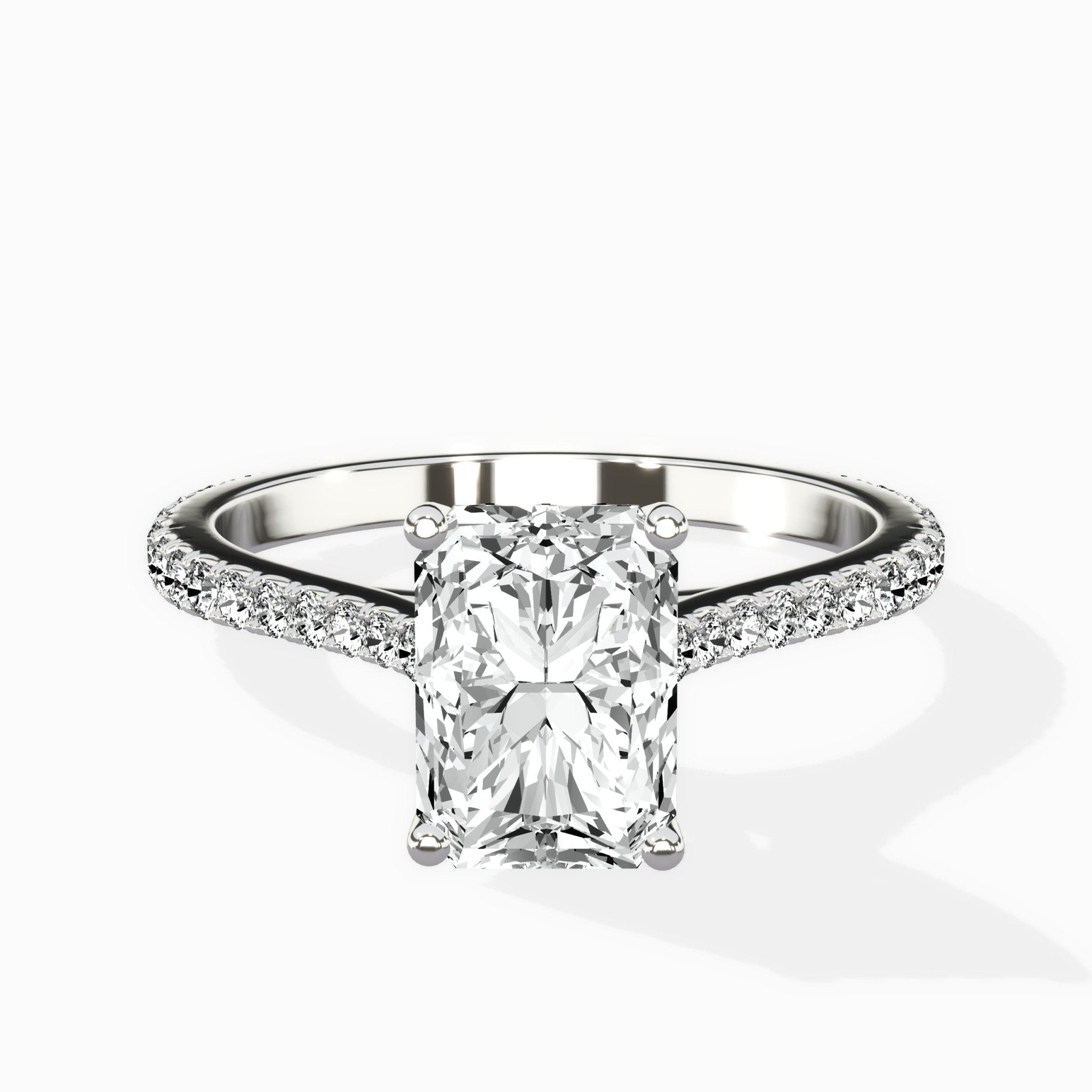 Brilliant Pave Shank Solitaire Ring Engagement Ring - The Better Diamonds