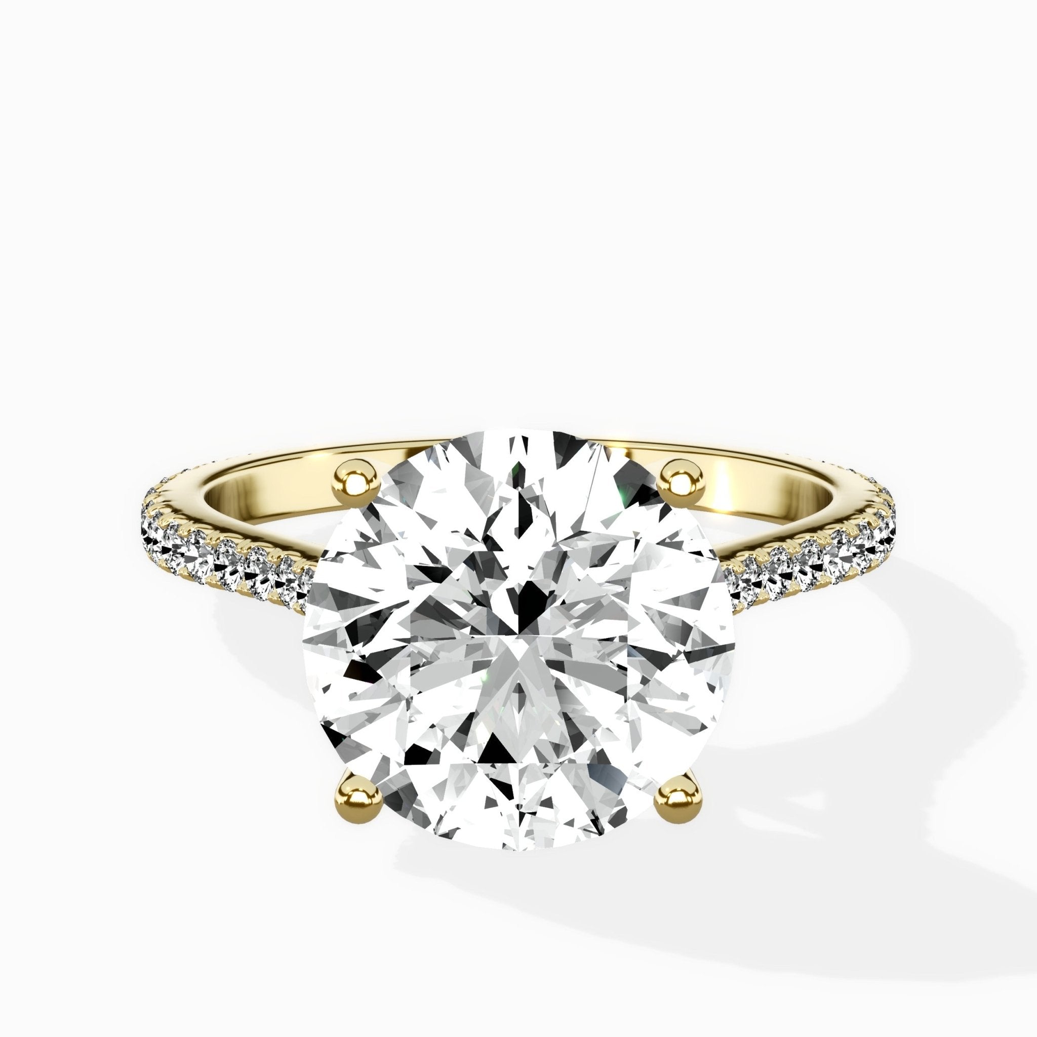 Brilliant Pave Shank Solitaire Ring Engagement Ring - The Better Diamonds