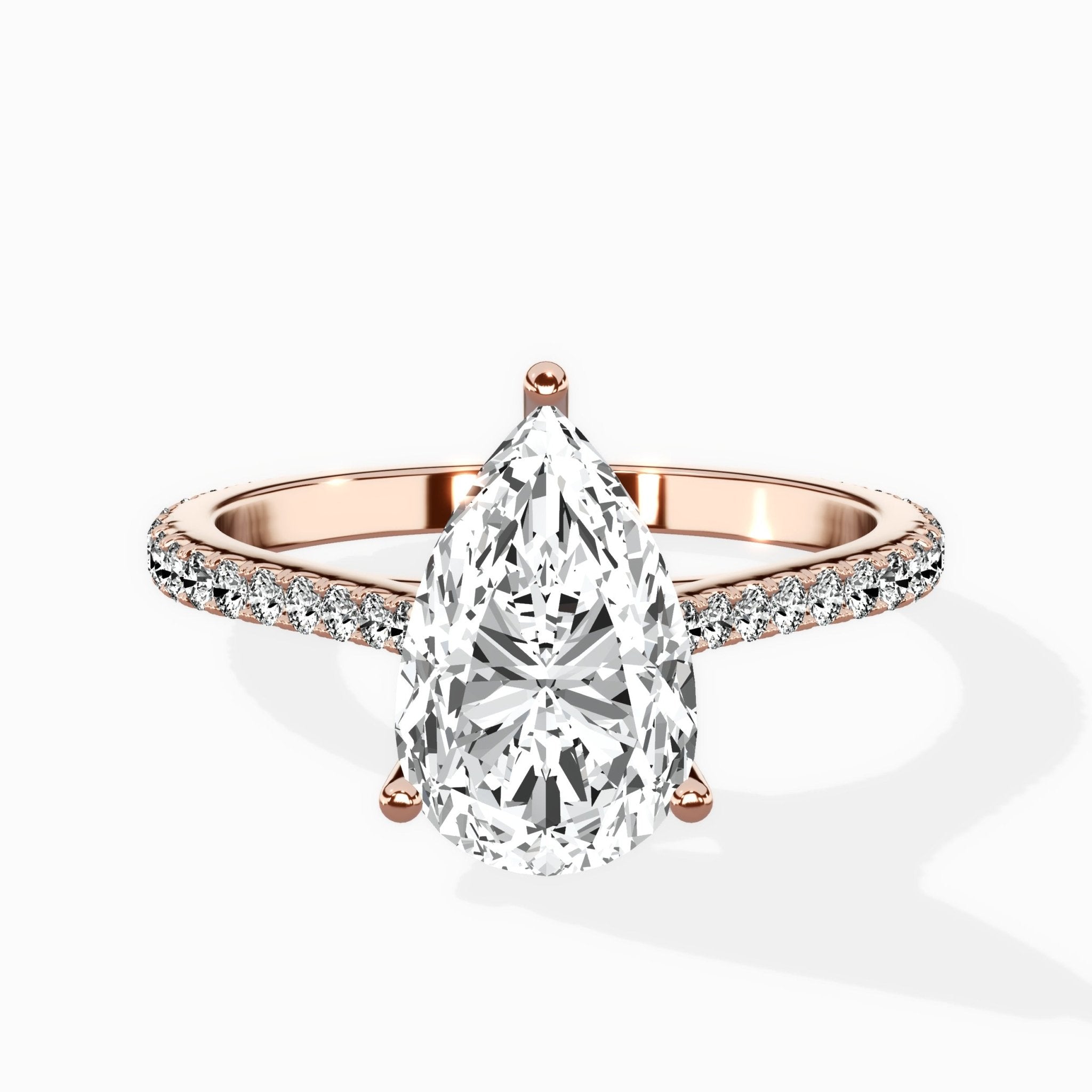 Brilliant Pave Shank Solitaire Ring Engagement Ring - The Better Diamonds