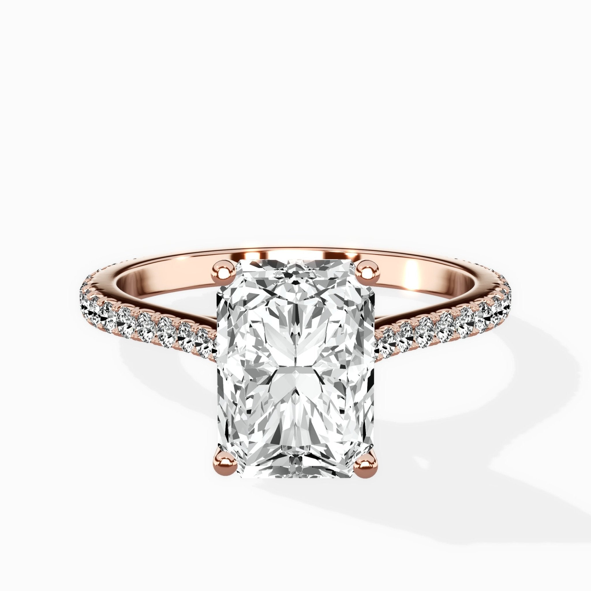 Brilliant Pave Shank Solitaire Ring Engagement Ring - The Better Diamonds