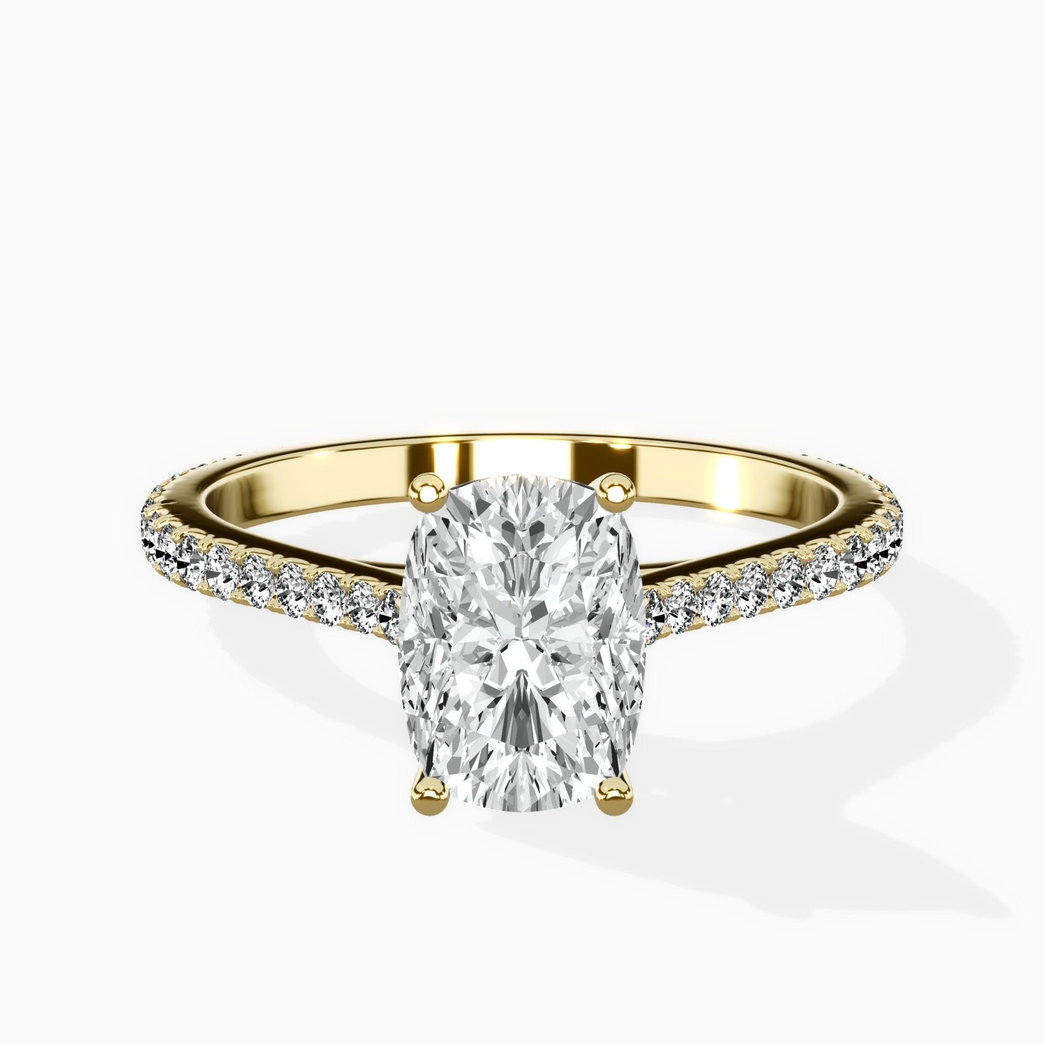 Brilliant Pave Shank Solitaire Ring Engagement Ring - The Better Diamonds