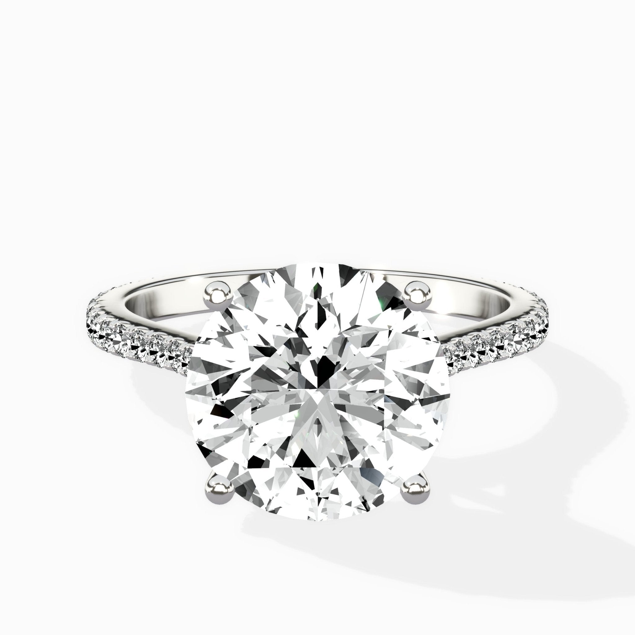 Brilliant Pave Shank Solitaire Ring Engagement Ring - The Better Diamonds