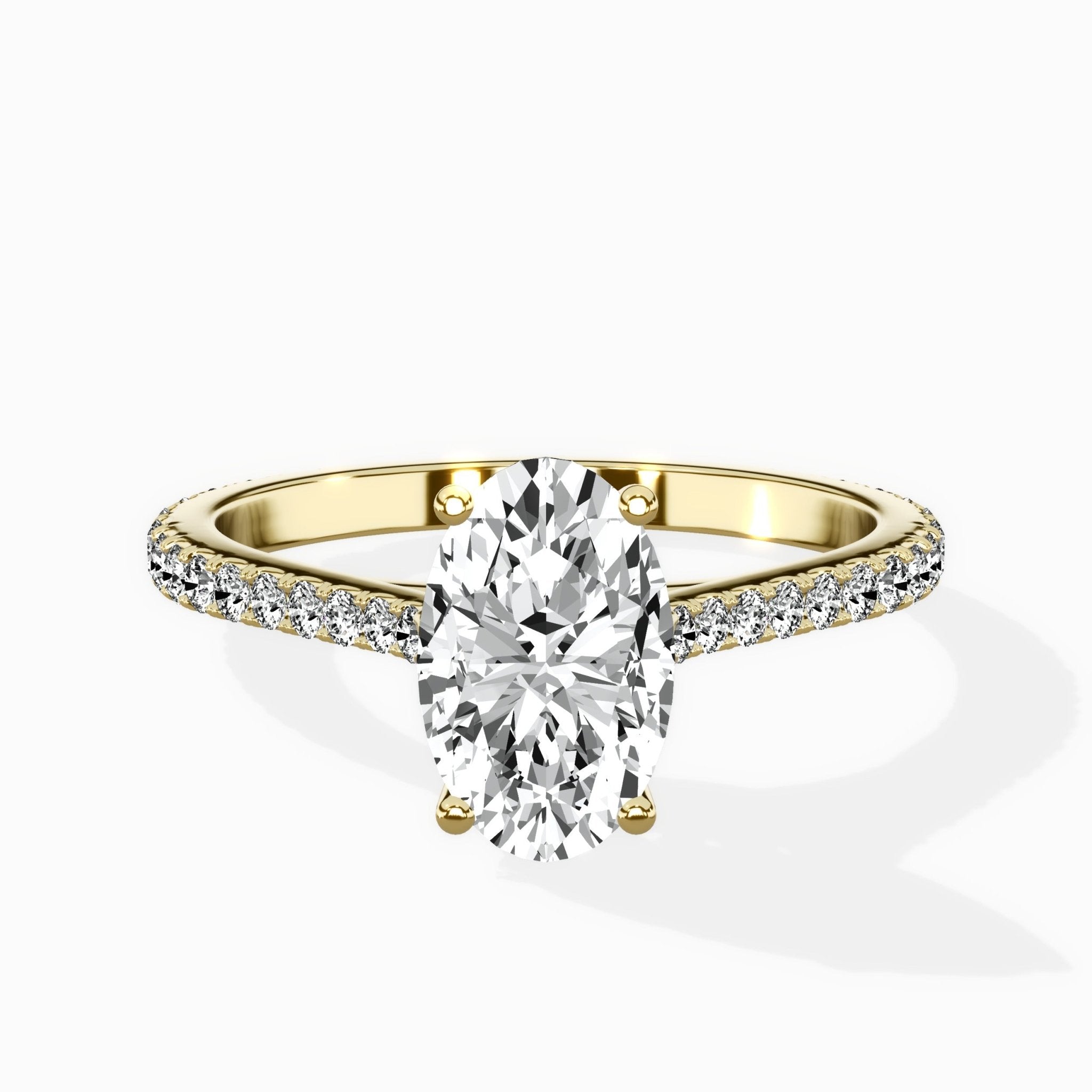 Brilliant Pave Shank Solitaire Ring Engagement Ring - The Better Diamonds