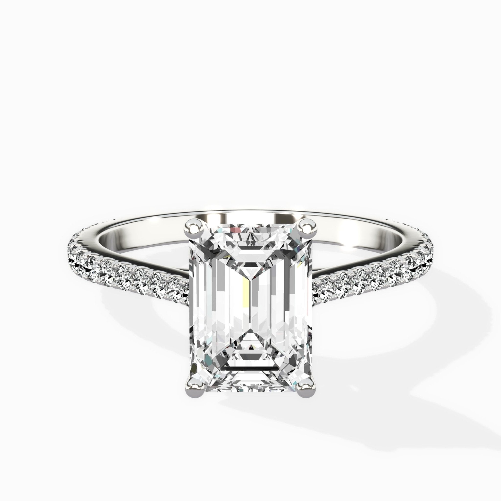 Brilliant Pave Shank Solitaire Ring Engagement Ring - The Better Diamonds