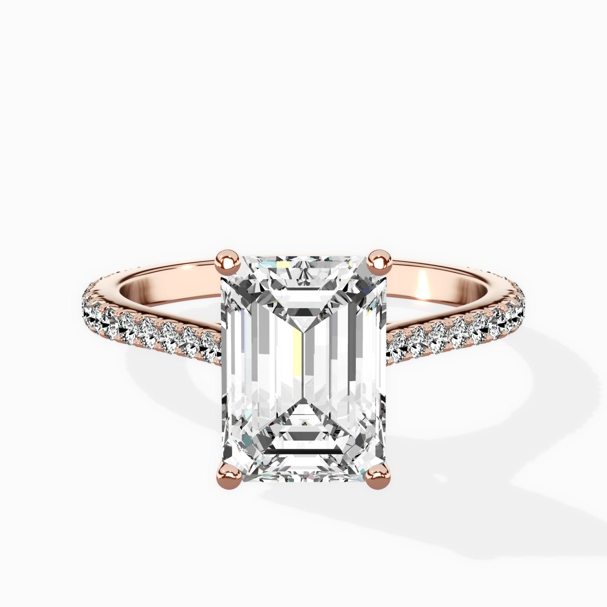 Brilliant Pave Shank Solitaire Ring Engagement Ring - The Better Diamonds