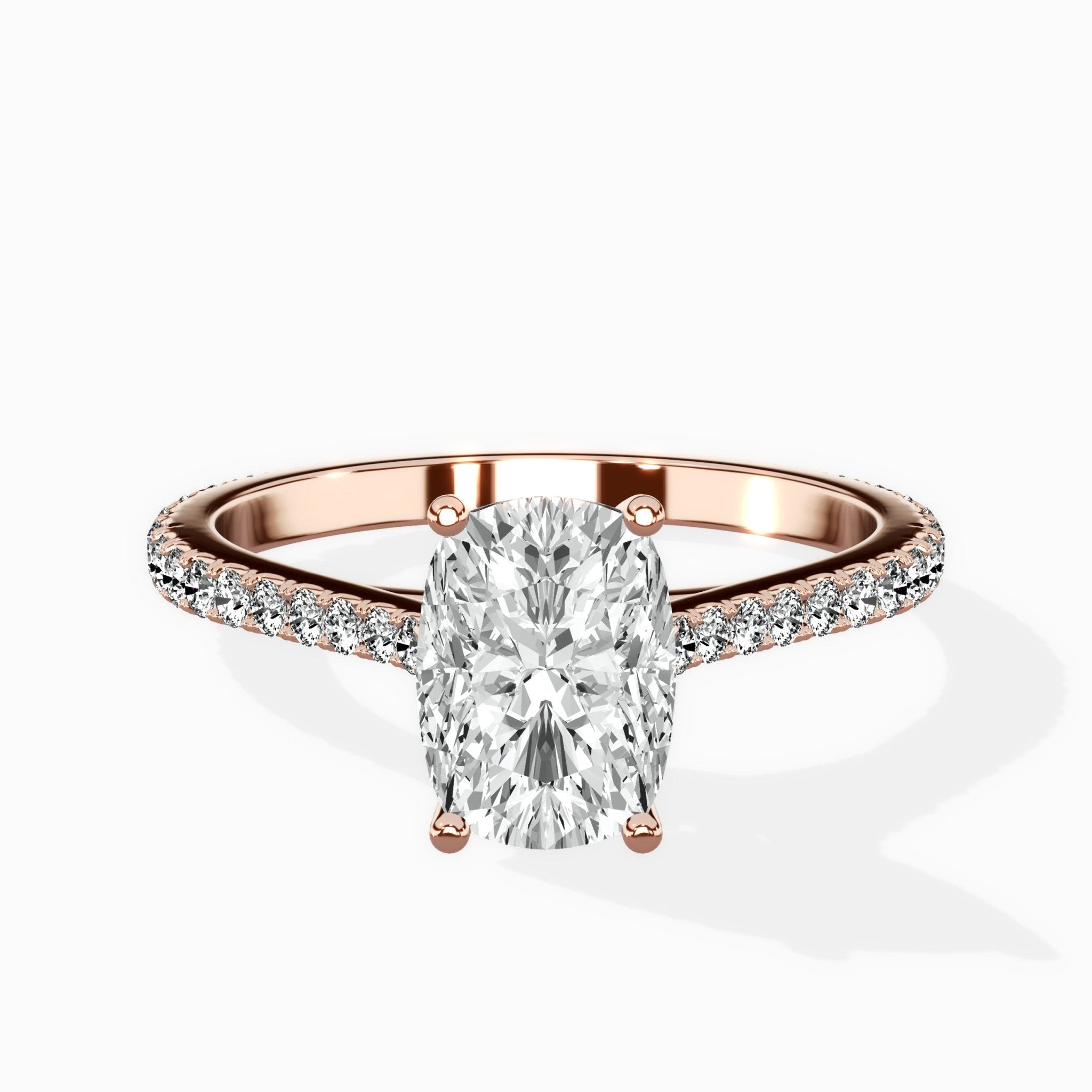 Brilliant Pave Shank Solitaire Ring Engagement Ring - The Better Diamonds
