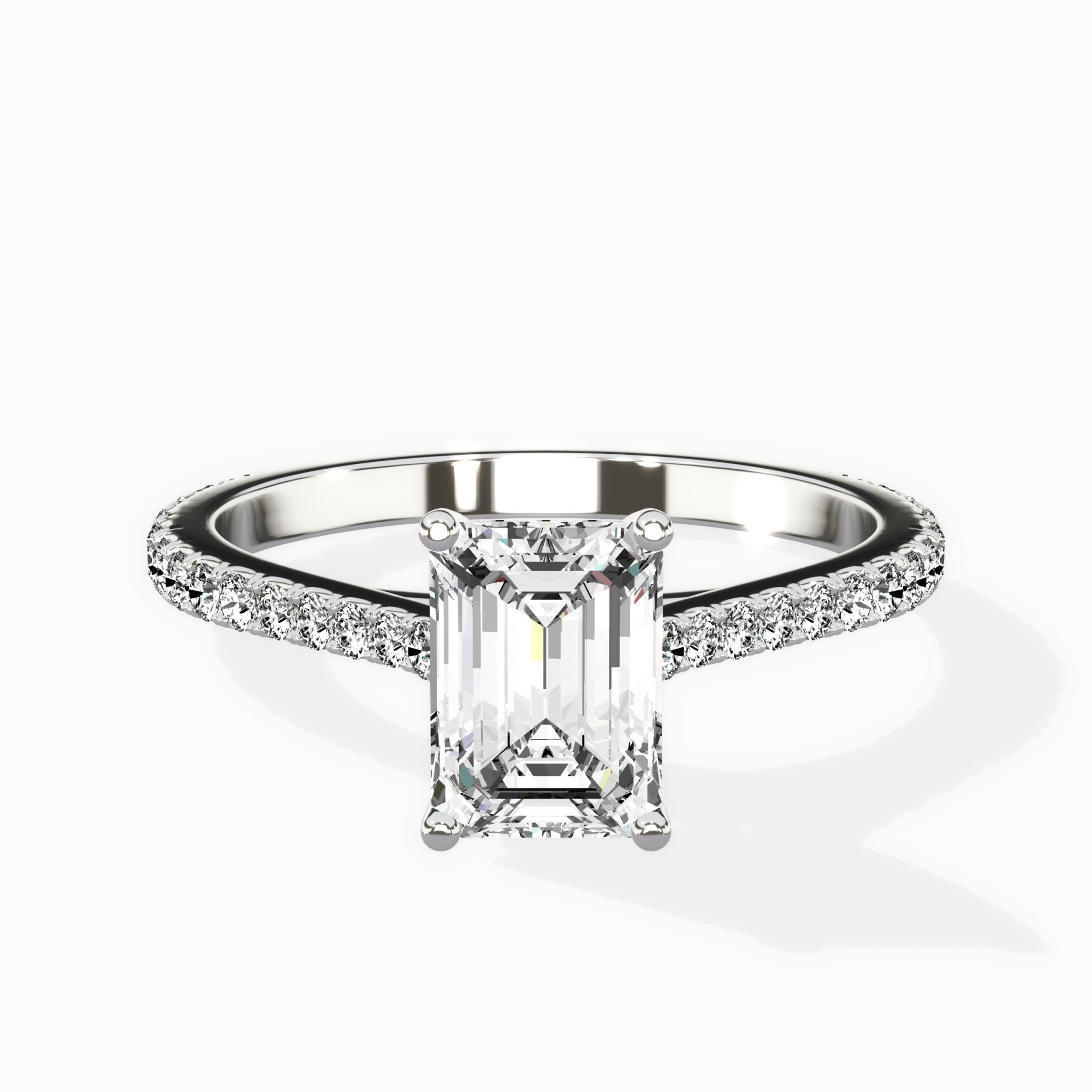Brilliant Pave Shank Solitaire Ring Engagement Ring - The Better Diamonds