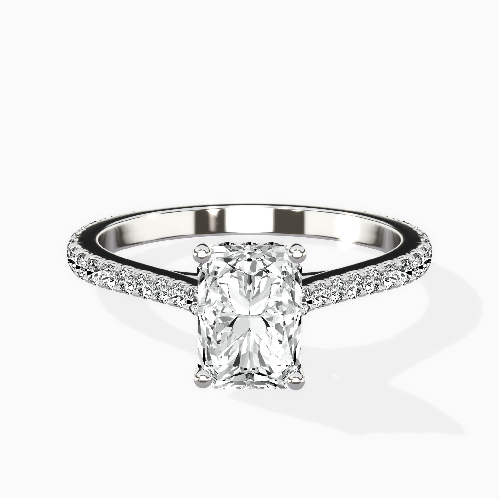 Brilliant Pave Shank Solitaire Ring Engagement Ring - The Better Diamonds