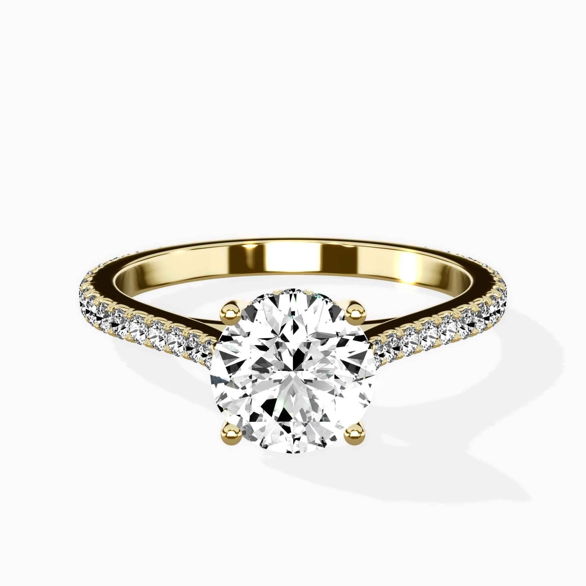 Brilliant Pave Shank Solitaire Ring Engagement Ring - The Better Diamonds