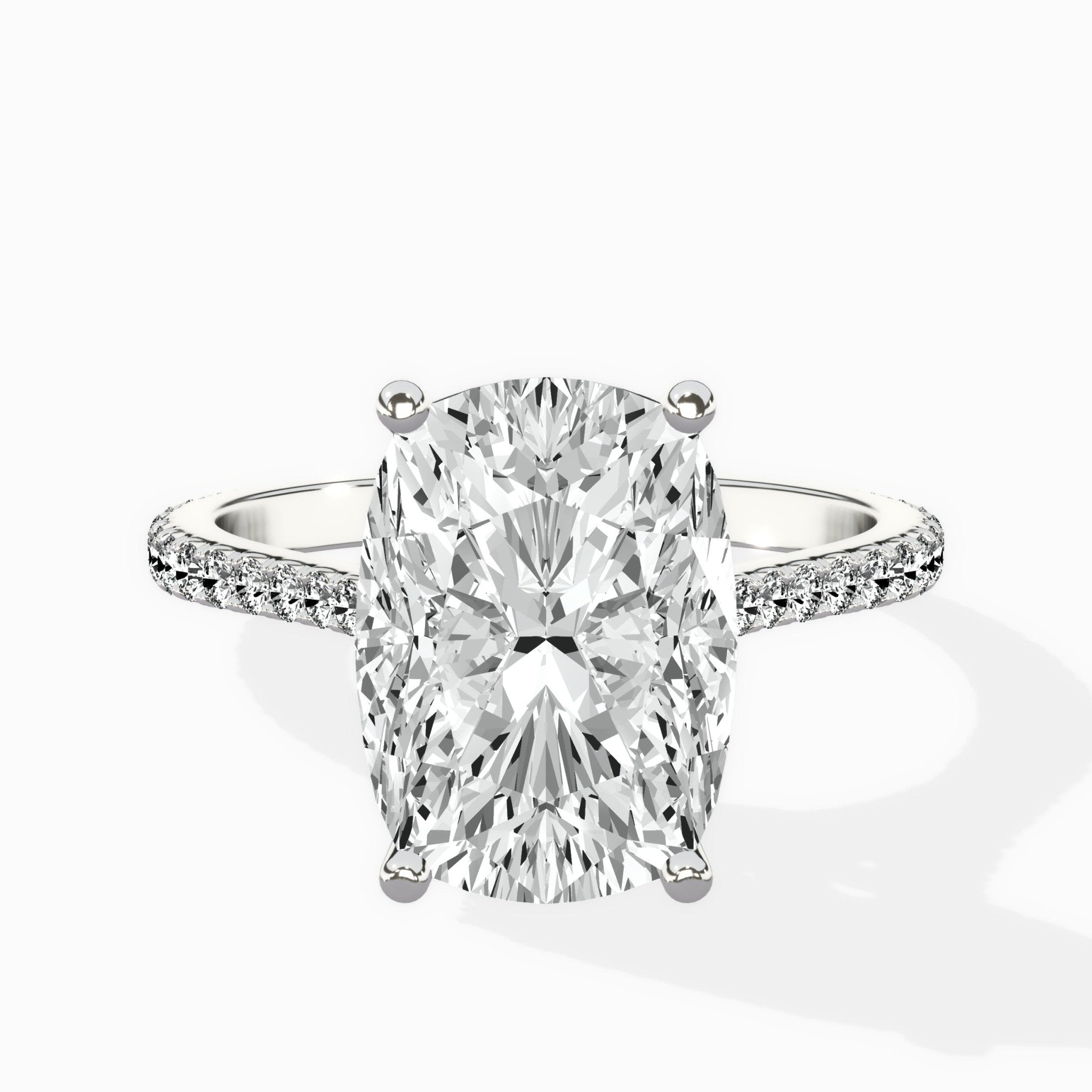 Brilliant Pave Shank Solitaire Ring Engagement Ring - The Better Diamonds