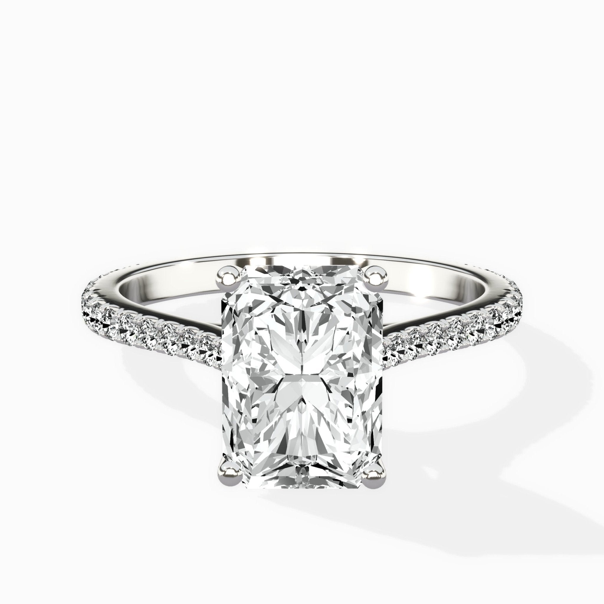 Brilliant Pave Shank Solitaire Ring Engagement Ring - The Better Diamonds
