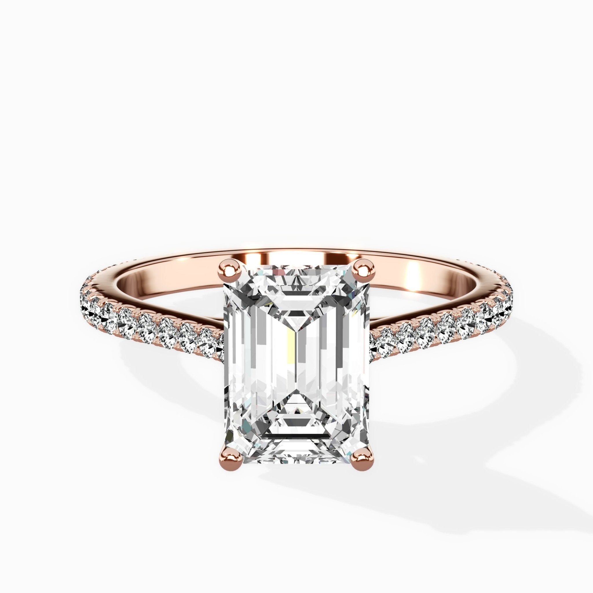 Brilliant Pave Shank Solitaire Ring Engagement Ring - The Better Diamonds