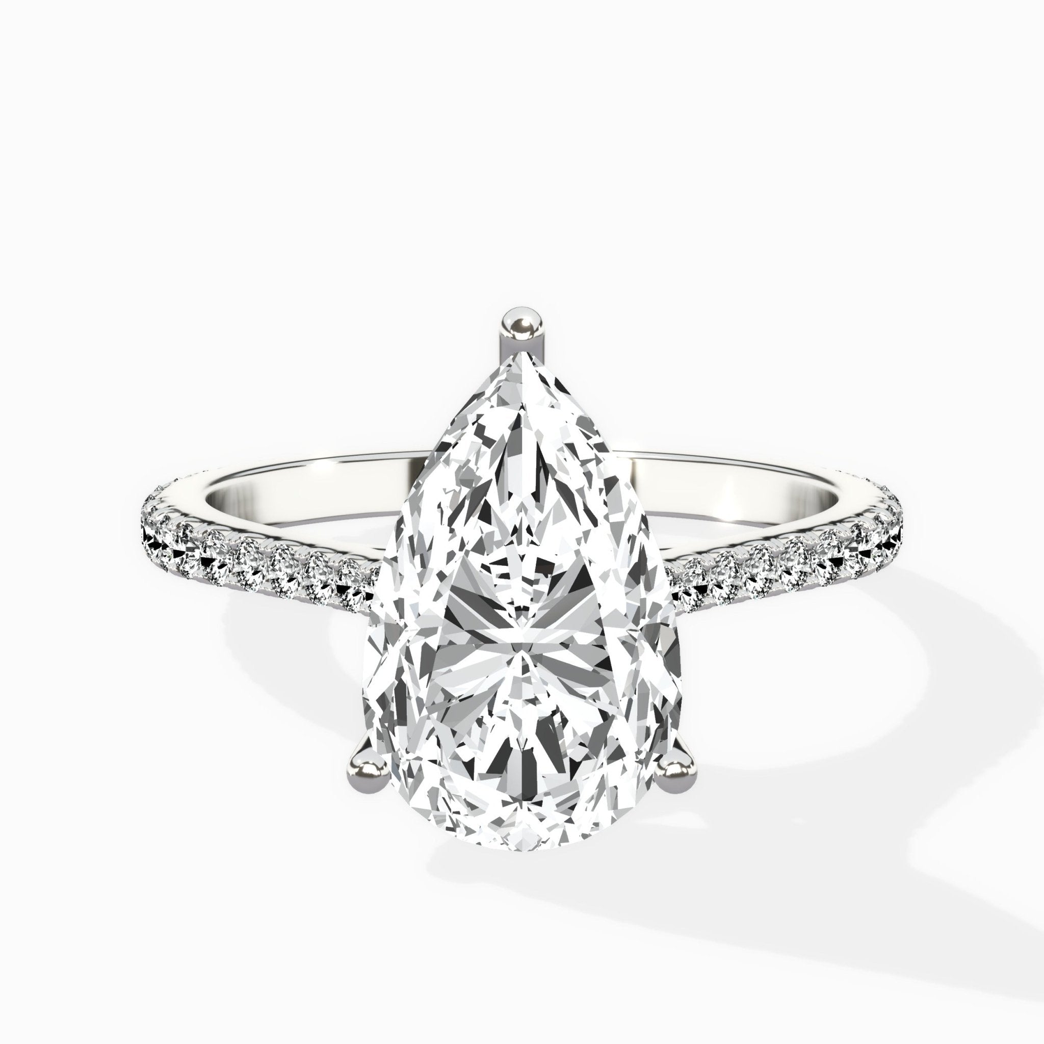 Brilliant Pave Shank Solitaire Ring Engagement Ring - The Better Diamonds