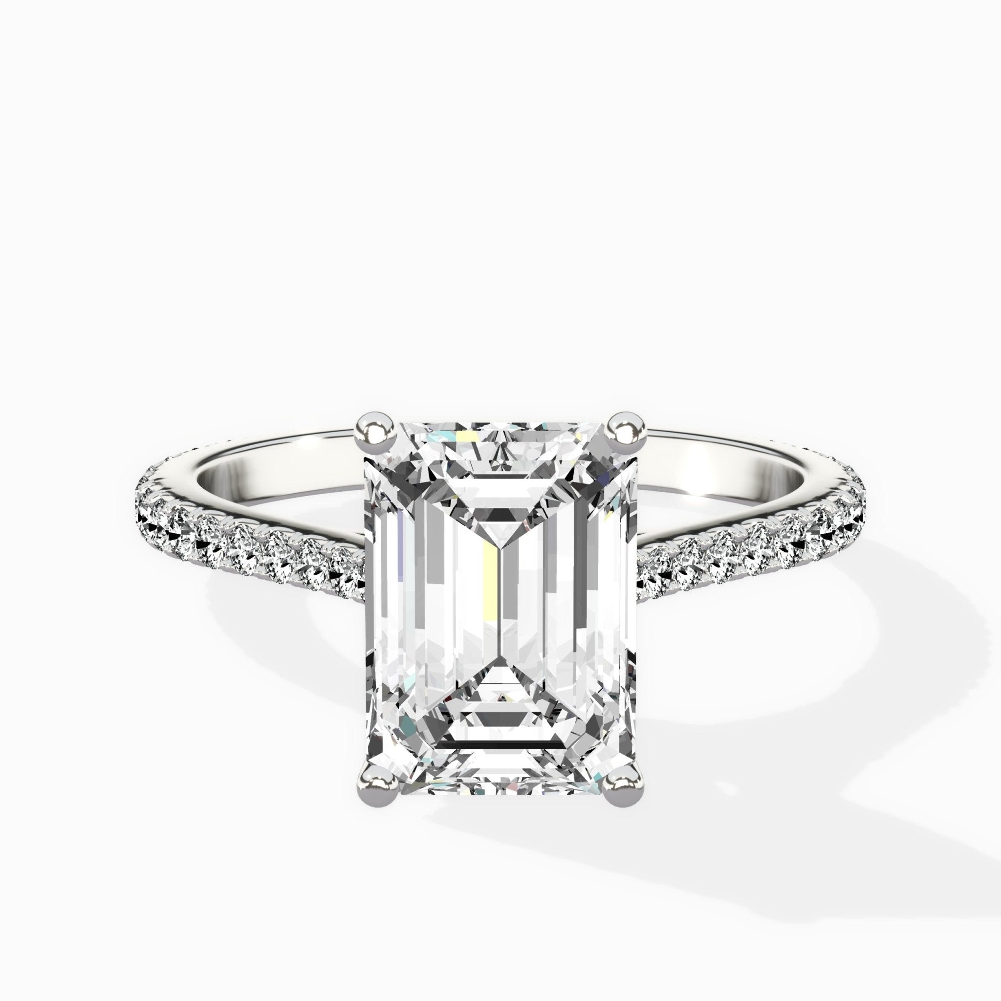 Brilliant Pave Shank Solitaire Ring Engagement Ring - The Better Diamonds