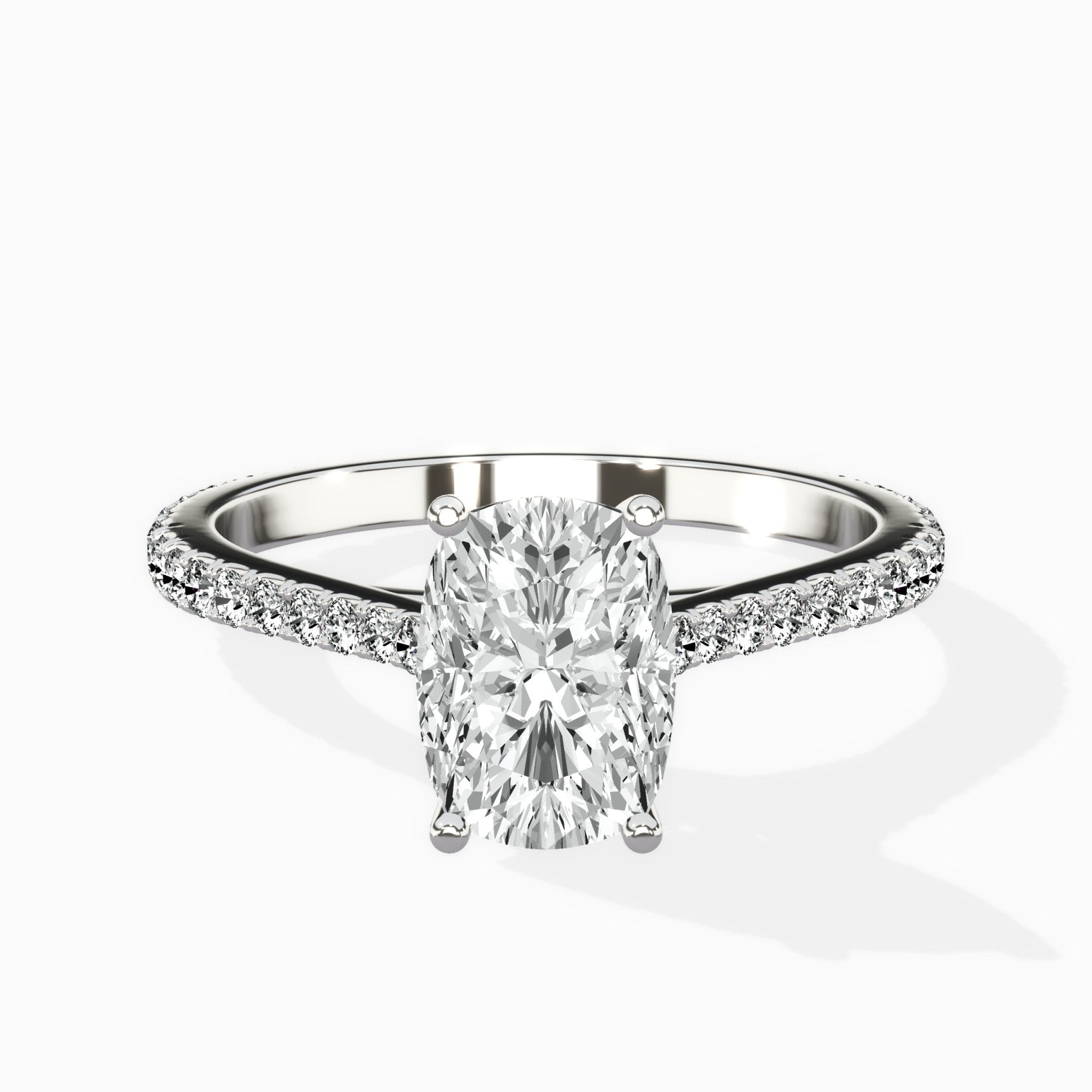 Brilliant Pave Shank Solitaire Ring Engagement Ring - The Better Diamonds