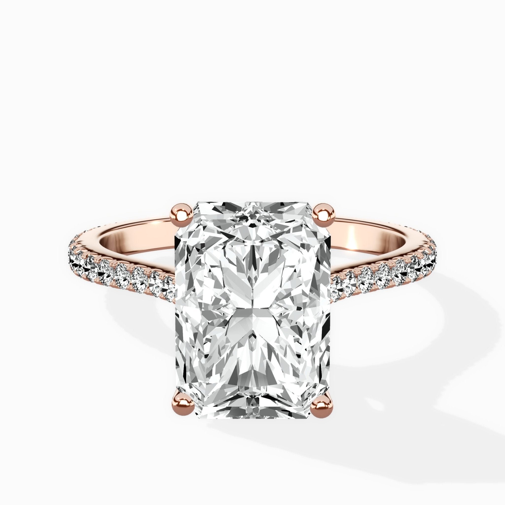 Brilliant Pave Shank Solitaire Ring Engagement Ring - The Better Diamonds