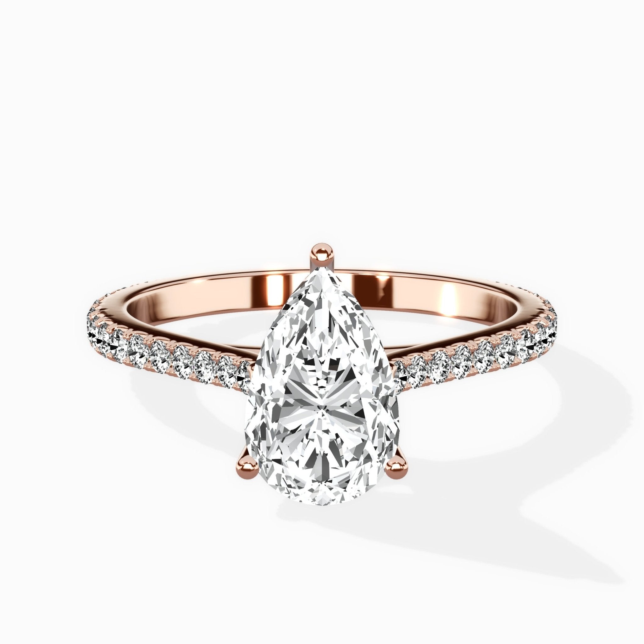 Brilliant Pave Shank Solitaire Ring Engagement Ring - The Better Diamonds