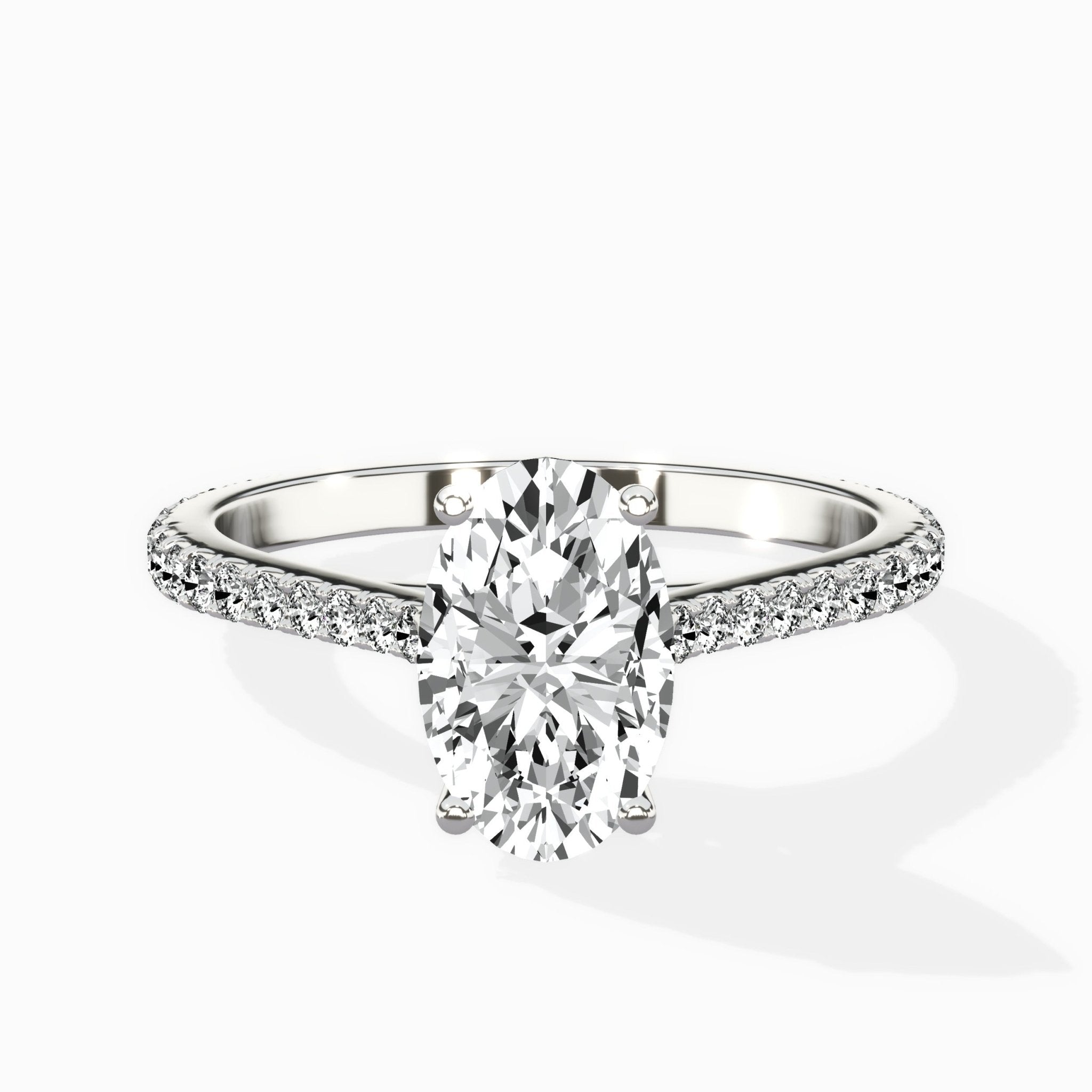 Brilliant Pave Shank Solitaire Ring Engagement Ring - The Better Diamonds