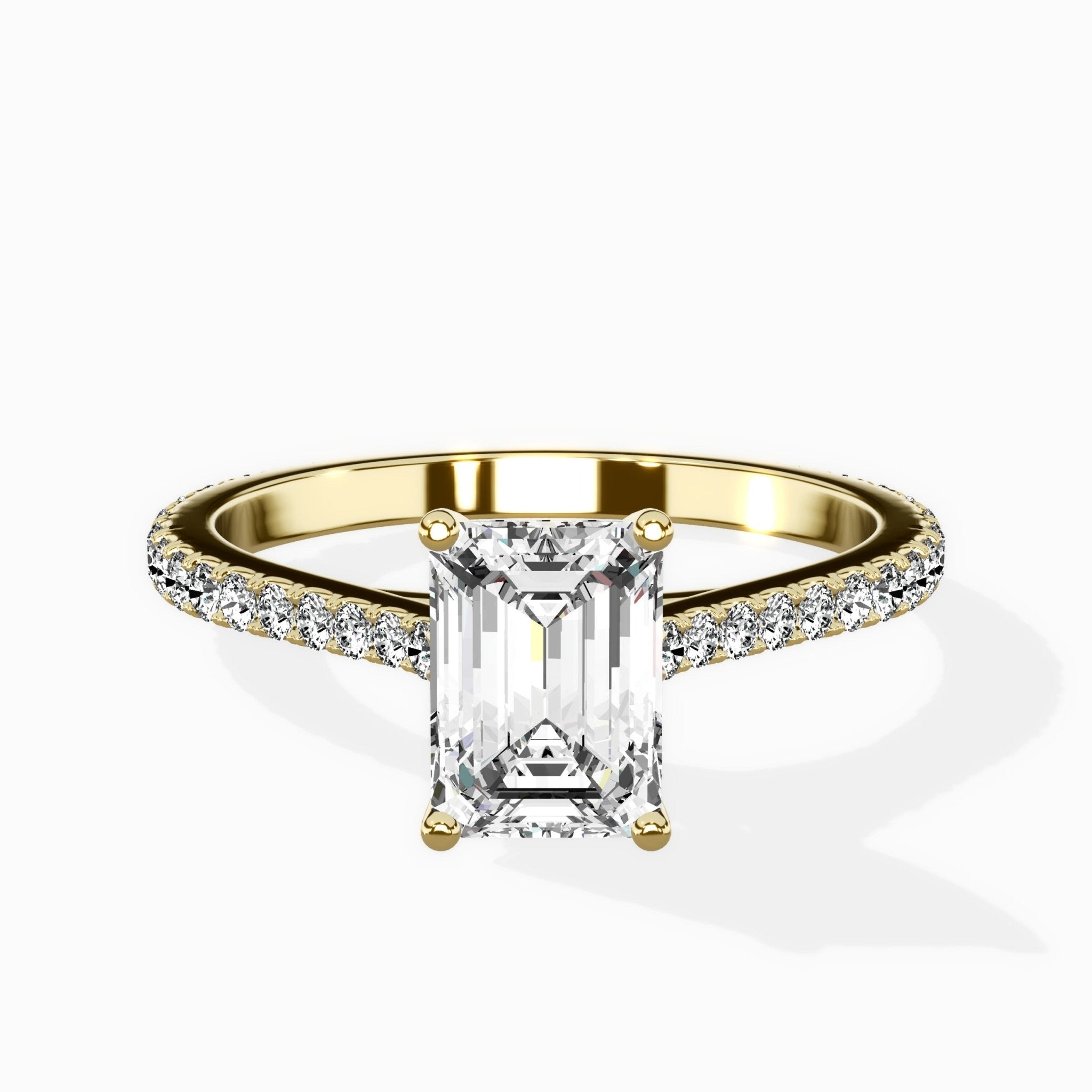 Brilliant Pave Shank Solitaire Ring Engagement Ring - The Better Diamonds