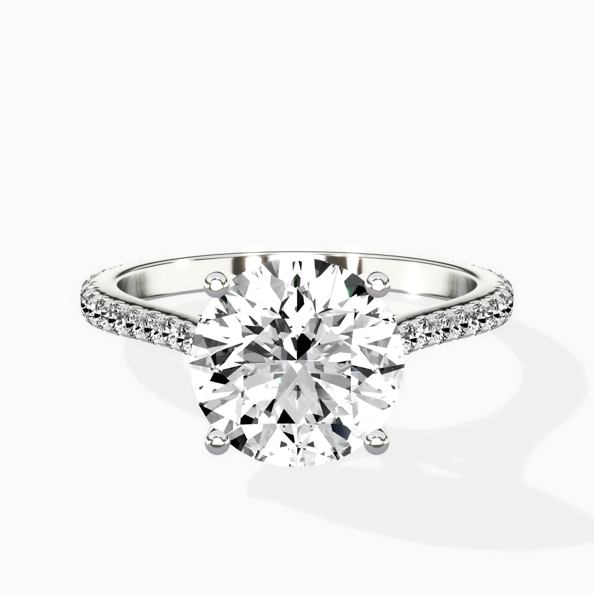 Brilliant Pave Shank Solitaire Ring Engagement Ring - The Better Diamonds