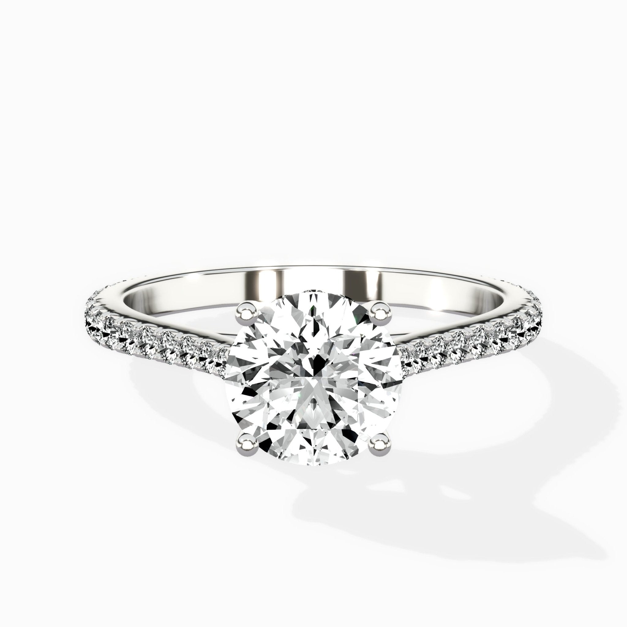 Brilliant Pave Shank Solitaire Ring Engagement Ring - The Better Diamonds