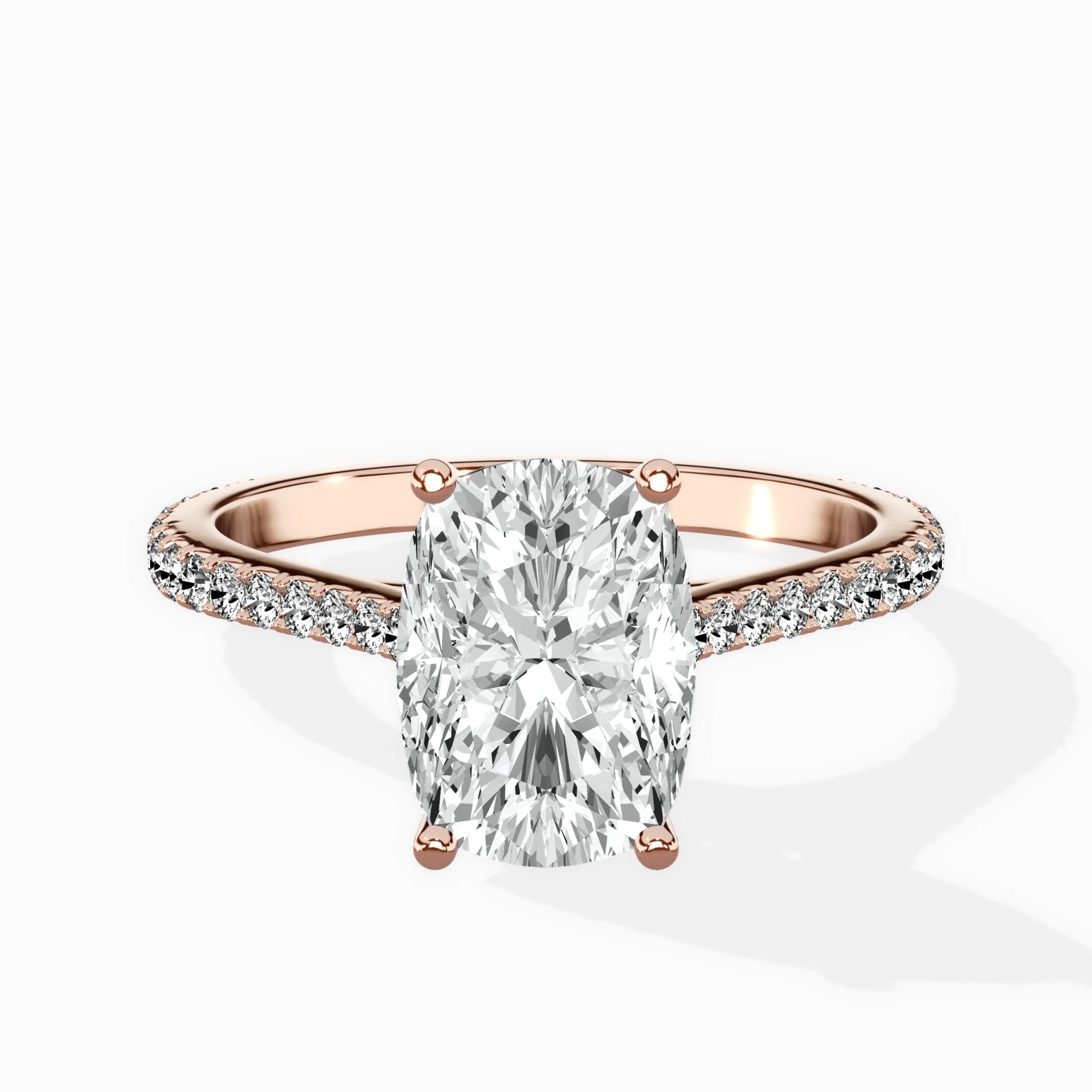 Brilliant Pave Shank Solitaire Ring Engagement Ring - The Better Diamonds