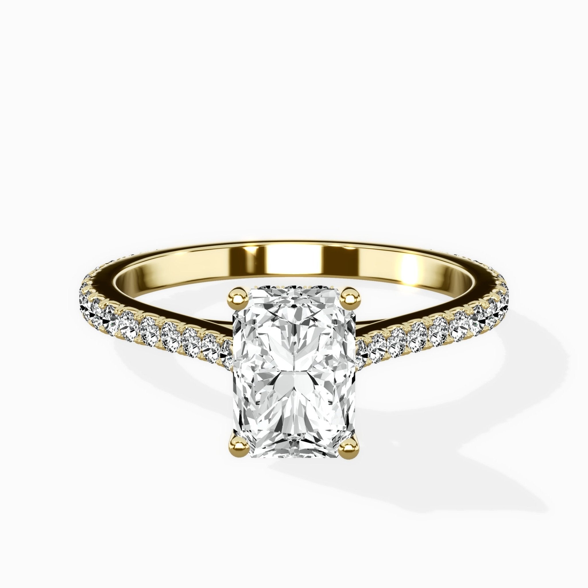 Brilliant Pave Shank Solitaire Ring Engagement Ring - The Better Diamonds