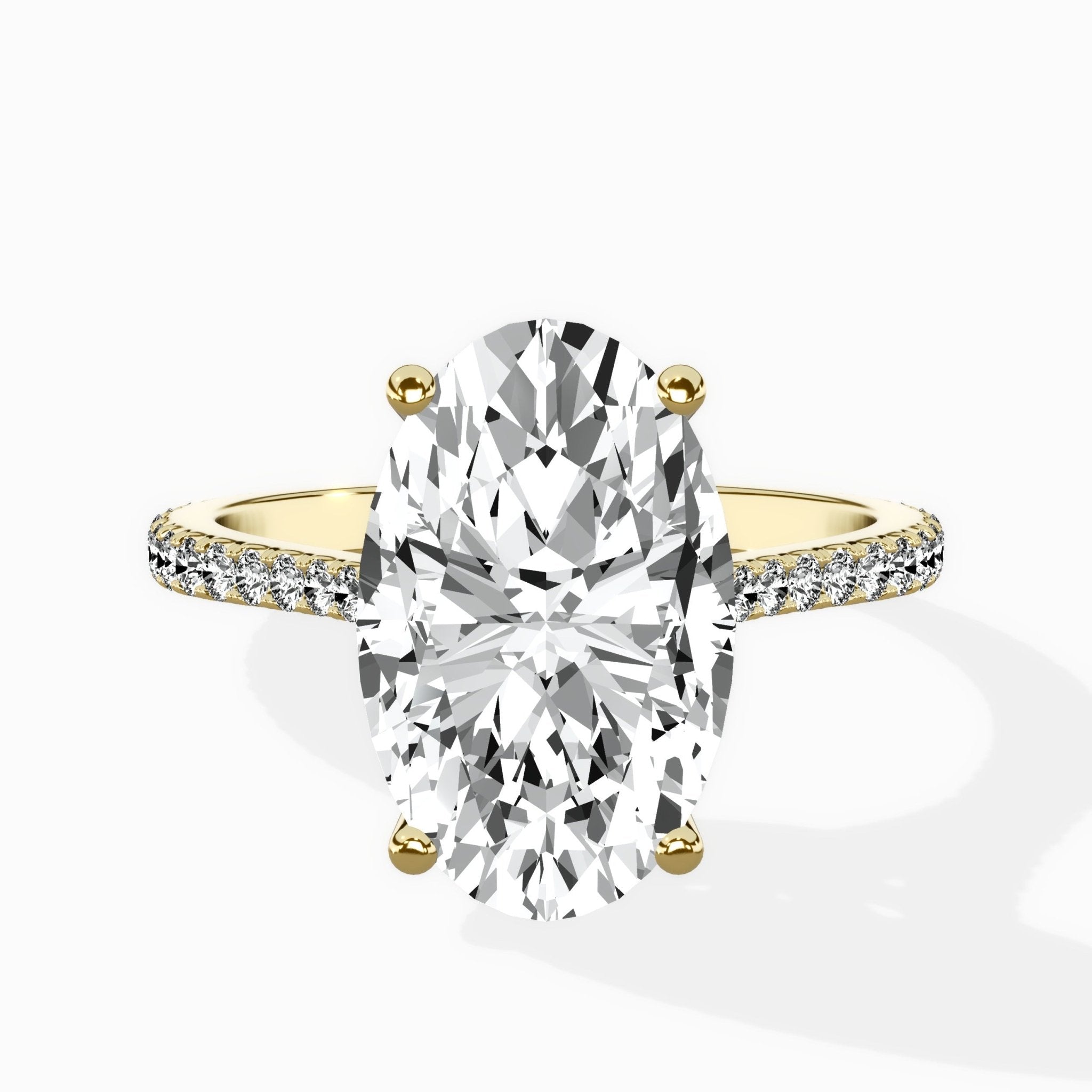 Brilliant Pave Shank Solitaire Ring Engagement Ring - The Better Diamonds