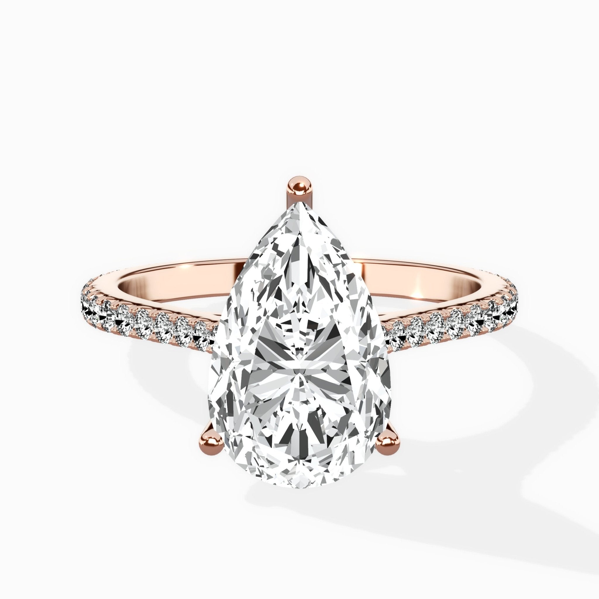Brilliant Pave Shank Solitaire Ring Engagement Ring - The Better Diamonds